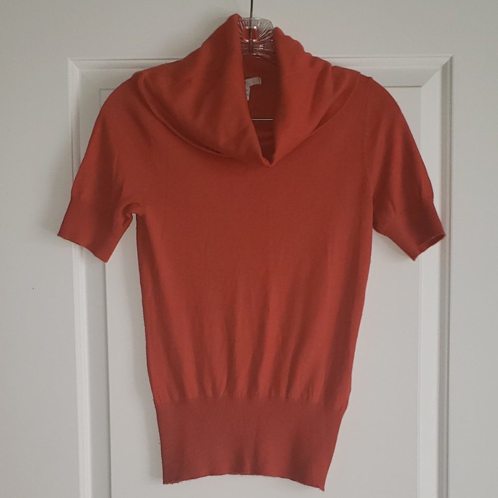 H&M Short Sleeve Cowl Neck Top in Rust Orange